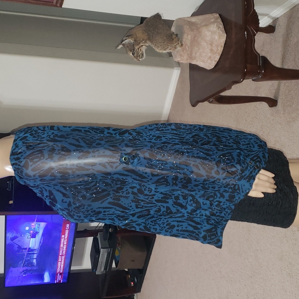 Grace Elements Womens Blouse Small Blue Animal Pr… - image 5